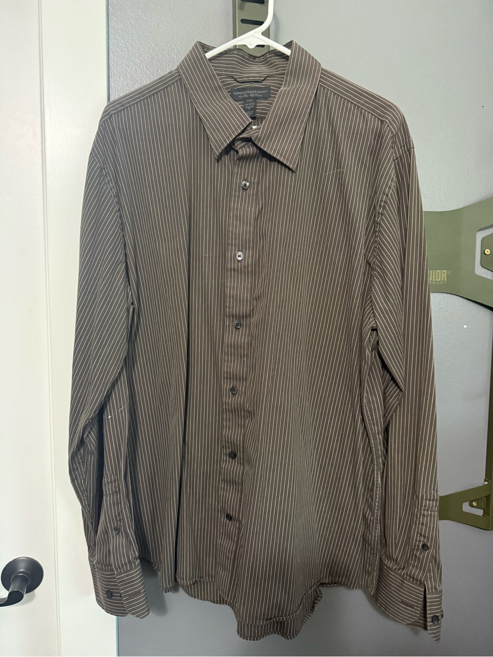 Express Brown Pinstripe Long-Sleeve Dress Shirt
